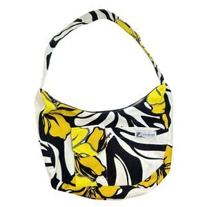 Local Design Hawaiian Shoulder Bag White Yellow Black Hibiscus Print Pockets